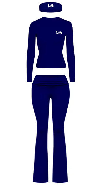 Navy Fold Over Set With Headband