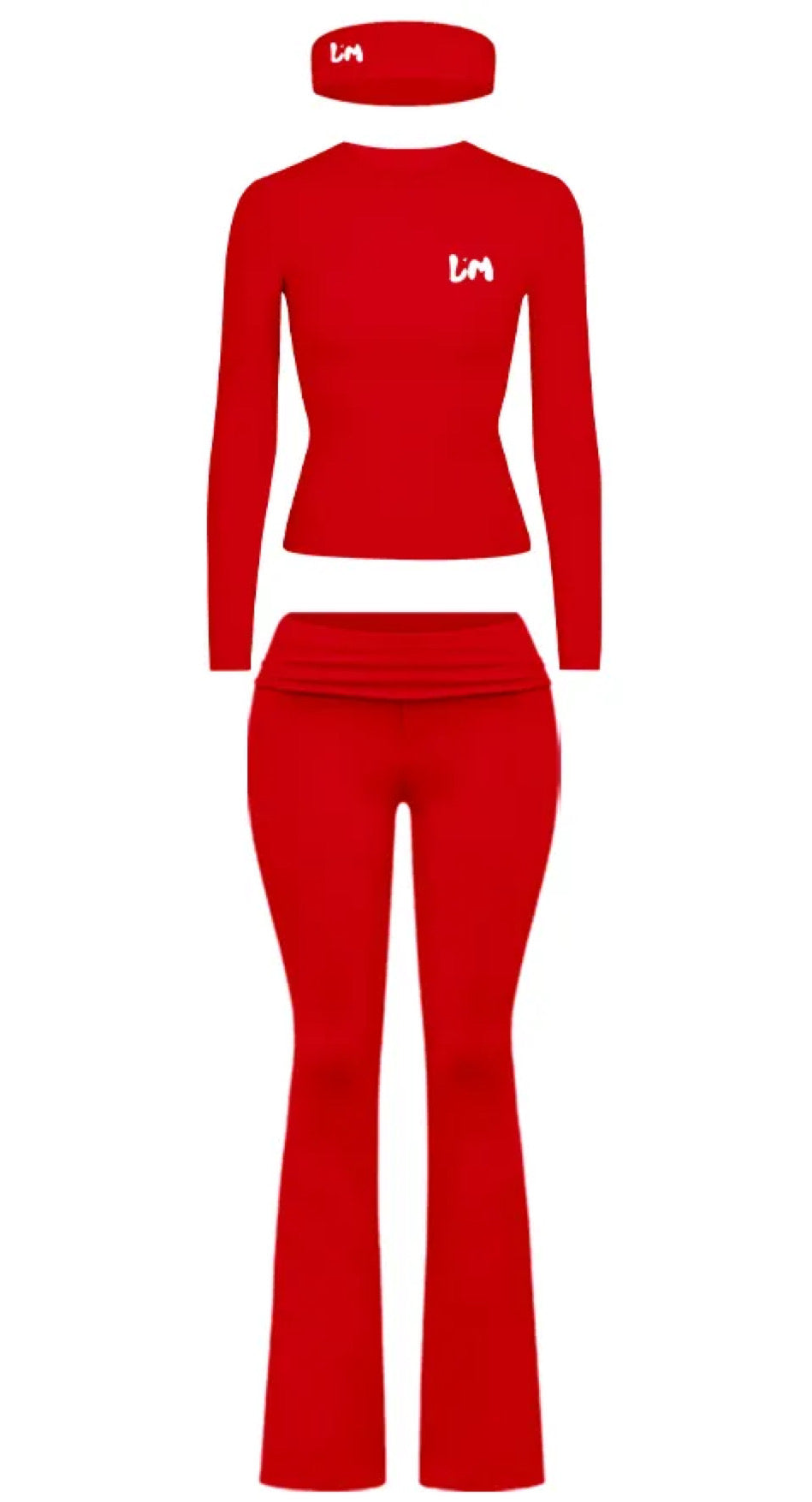 Cherry Fold Over Pants Set With Headband